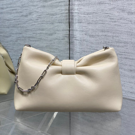 DIOR 26S BOW BAG 26 IN WHITE LAMBSKIN