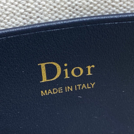 DIOR 26S PROMENADE BAG 22 IN NAVY BLUE AND BEIGE OBLIQUE JACQUARD