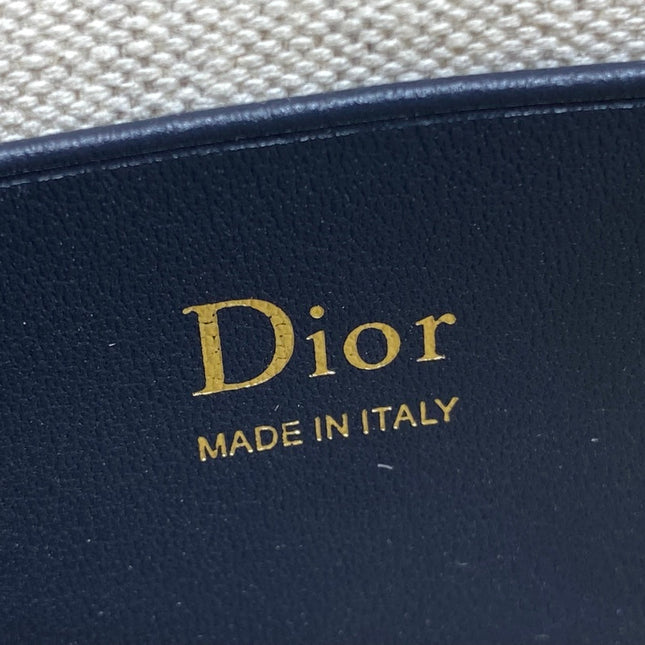 DIOR 26S PROMENADE BAG 22 IN NAVY BLUE AND BEIGE OBLIQUE JACQUARD