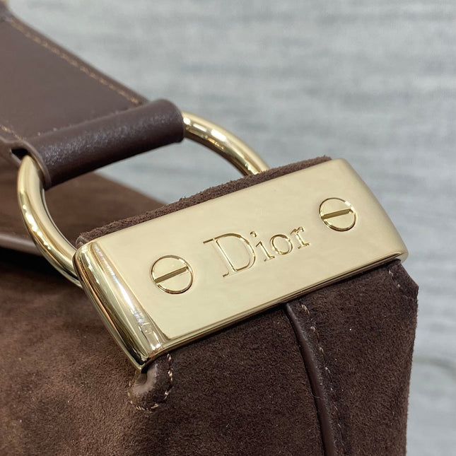 DIOR 26S MEDIUM BAG 31 IN DARK BROWN SUEDE