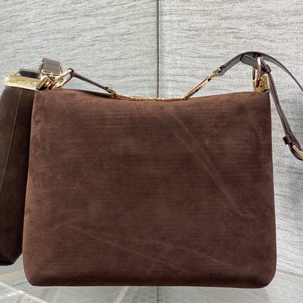 DIOR 26S MEDIUM BAG 31 IN DARK BROWN SUEDE