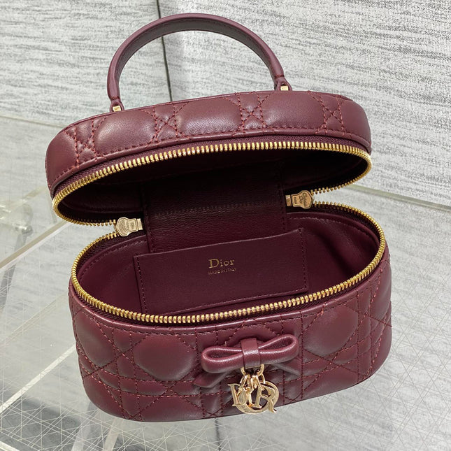 DIOR 26S MINI VANITY 17 IN BURGUNDY LAMBSKIN