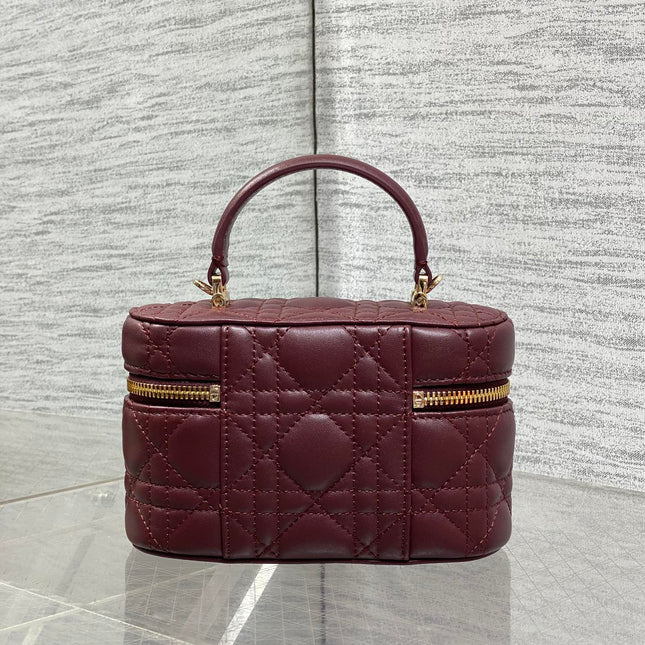 DIOR 26S MINI VANITY 17 IN BURGUNDY LAMBSKIN
