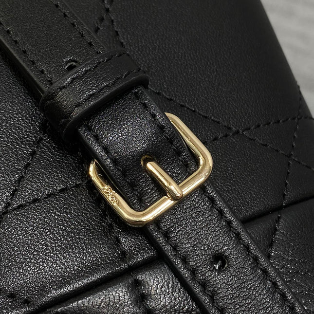 DIOR 26S TRIANON BAG 20 IN BLACK LAMBSKIN