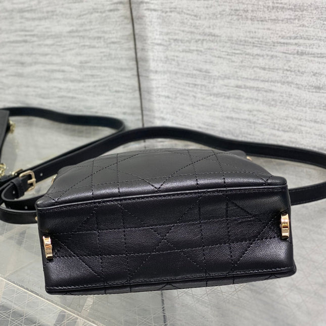 DIOR 26S TRIANON BAG 20 IN BLACK LAMBSKIN