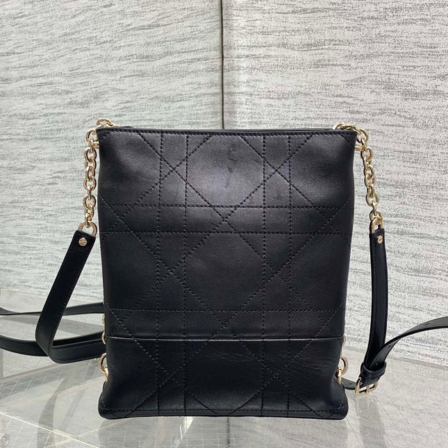 DIOR 26S TRIANON BAG 20 IN BLACK LAMBSKIN