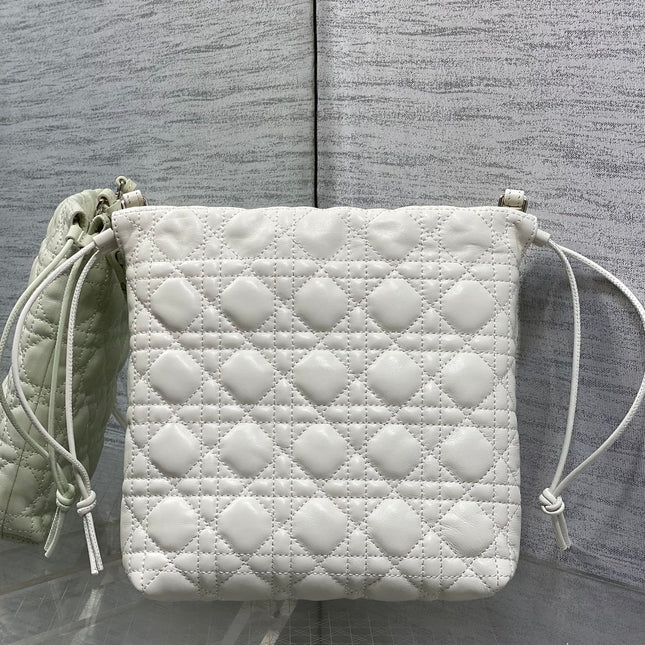 DIOR 26S ADIORABLE BUCKET BAG 20 IN WHITE LAMBSKIN