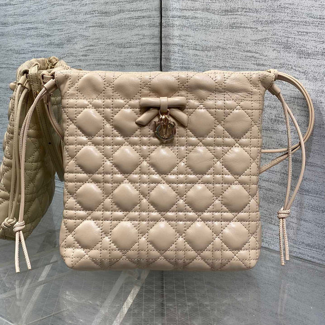 DIOR 26S ADIORABLE BUCKET BAG 20 IN BEIGE LAMBSKIN