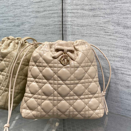DIOR 26S ADIORABLE BUCKET BAG 20 IN BEIGE LAMBSKIN