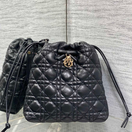 DIOR 26S ADIORABLE BUCKET BAG 20 IN BLACK LAMBSKIN