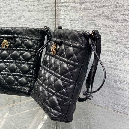 DIOR 26S ADIORABLE BUCKET BAG 20 IN BLACK LAMBSKIN