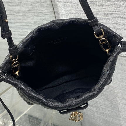DIOR 26S ADIORABLE BUCKET BAG 20 IN BLACK LAMBSKIN