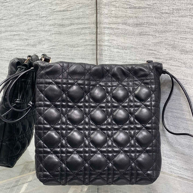 DIOR 26S ADIORABLE BUCKET BAG 20 IN BLACK LAMBSKIN