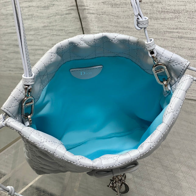 DIOR 26S ADIORABLE BUCKET BAG 20 IN LIGHT BLUE LAMBSKIN
