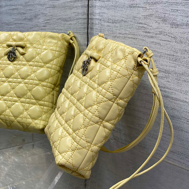DIOR 26S ADIORABLE BUCKET BAG 20 IN YELLOW LAMBSKIN