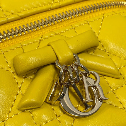 DIOR 26S MINI VANITY BAG 18 IN YELLOW LAMBSKIN