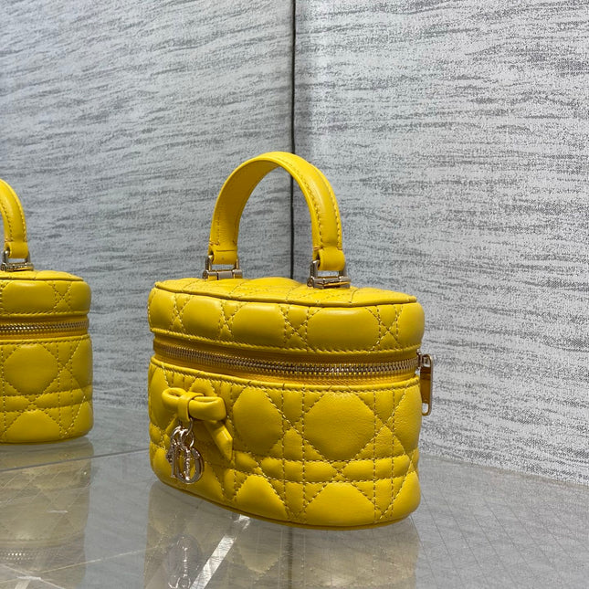 DIOR 26S MINI VANITY BAG 18 IN YELLOW LAMBSKIN