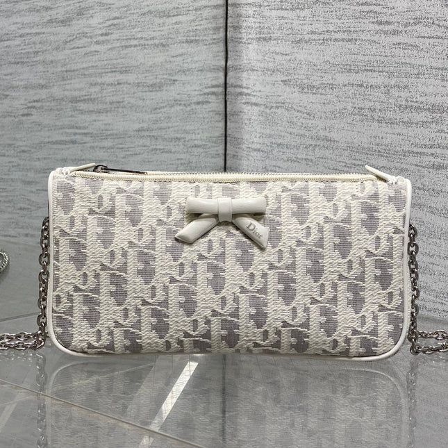DIOR 26S PROMENADE BAG 22 IN BEIGE OBLIQUE JACQUARD