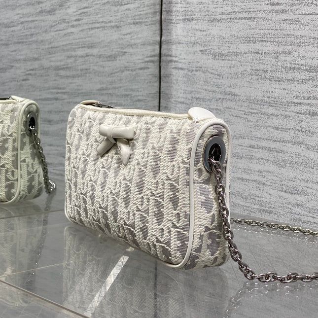 DIOR 26S PROMENADE BAG 22 IN BEIGE OBLIQUE JACQUARD
