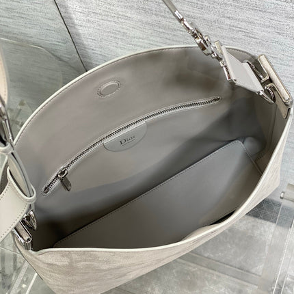 DIOR 26S MEDIUM BAG 31 IN GREY SUEDE