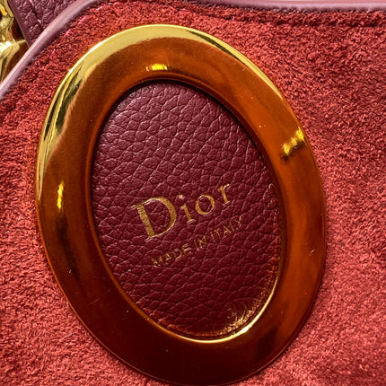 DIOR 26S MEDAILLON BUCKET BAG 26 IN DARK RED CALFSKIN