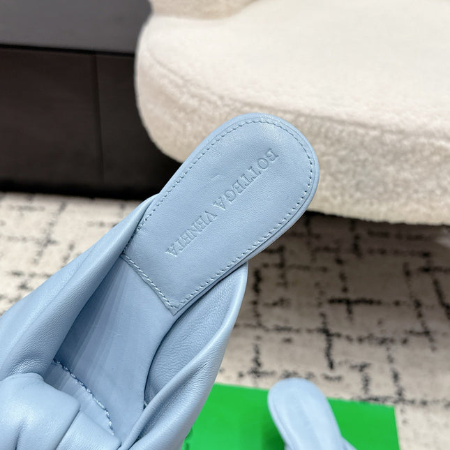BOTTEGA VENETA 26S TWIST-STRAP HIGH-HEEL SANDALS 50 MM IN SKY BLUE LAMBSKIN