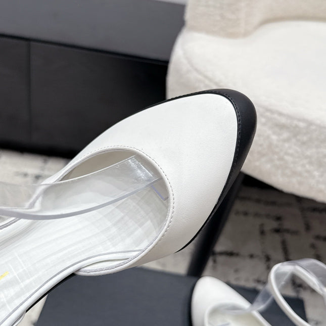 CHANEL 26S HEELED SLINGBACKS 75 MM IN WHITE LAMBSKIN