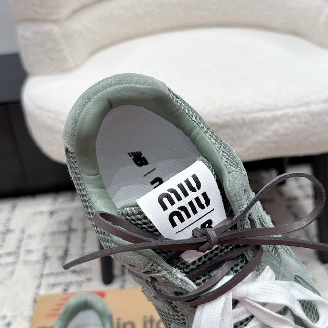 MIUMIU 26S SNEAKERS IN LIGHT BLUE SUEDE SUEDE AND MESH FABRIC
