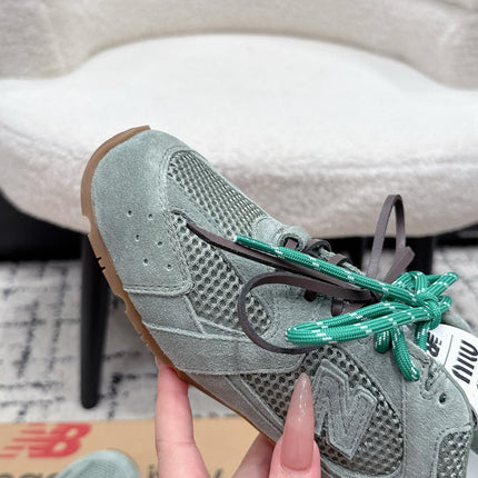 MIUMIU 26S SNEAKERS IN LIGHT BLUE SUEDE SUEDE AND MESH FABRIC