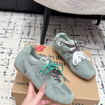 MIUMIU 26S SNEAKERS IN LIGHT BLUE SUEDE SUEDE AND MESH FABRIC