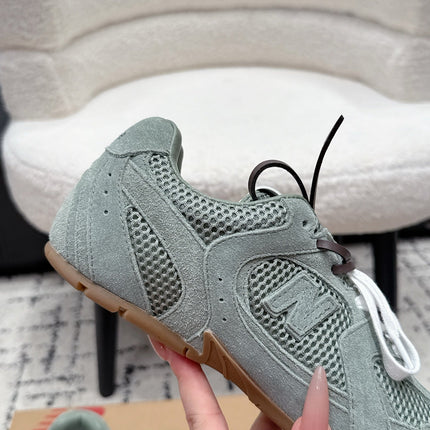 MIUMIU 26S SNEAKERS IN LIGHT BLUE SUEDE SUEDE AND MESH FABRIC