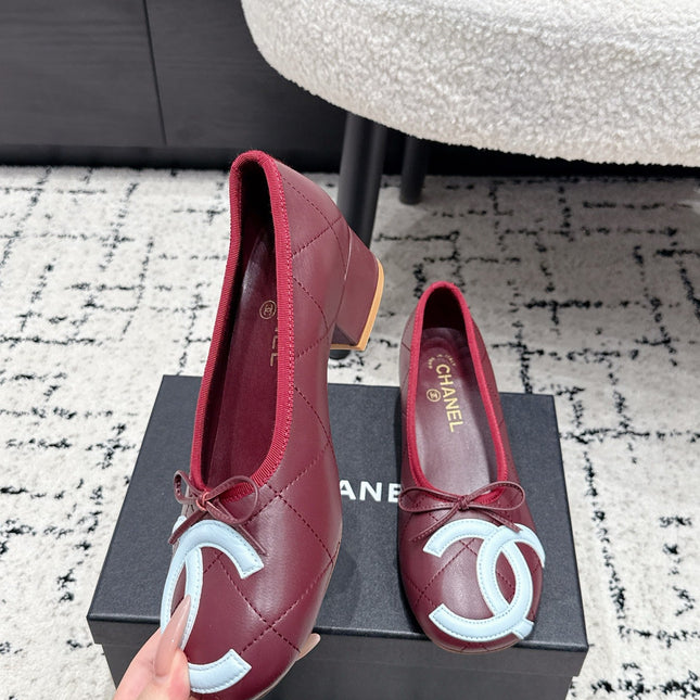 CHANEL 26S HIGH HEELS IN DARK RED LAMBSKIN WITH BOW