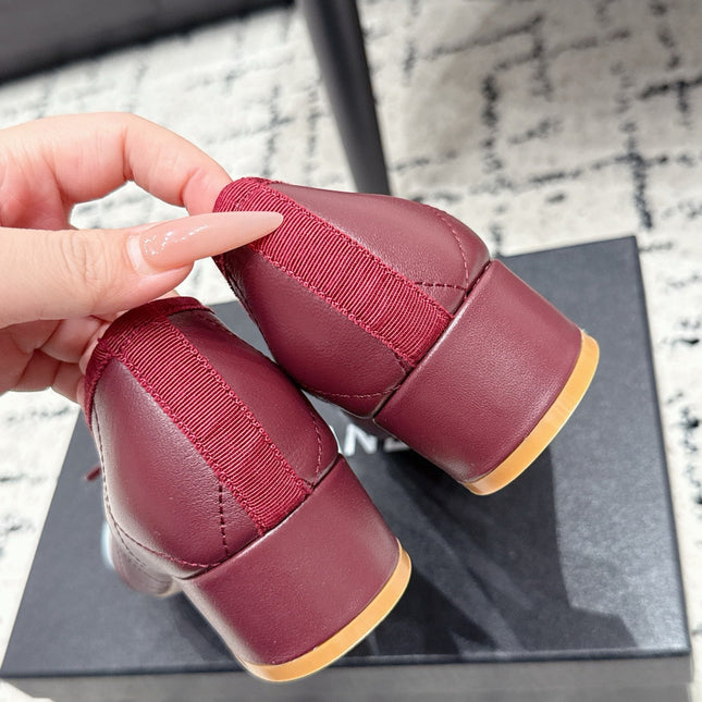 CHANEL 26S HIGH HEELS IN DARK RED LAMBSKIN WITH BOW