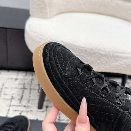 CHANEL 26S QUILTED SNEAKERS IN BLACK SUEDE