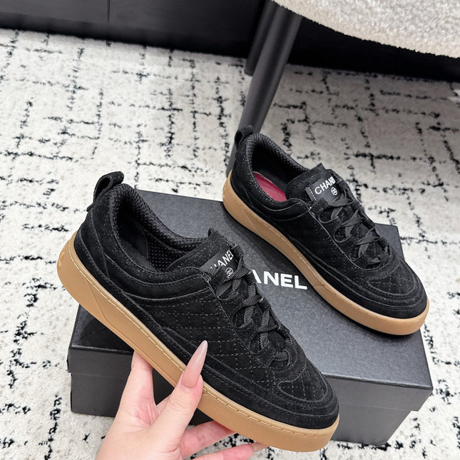 CHANEL 26S QUILTED SNEAKERS IN BLACK SUEDE