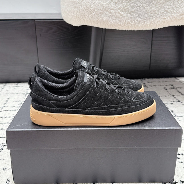 CHANEL 26S QUILTED SNEAKERS IN BLACK SUEDE