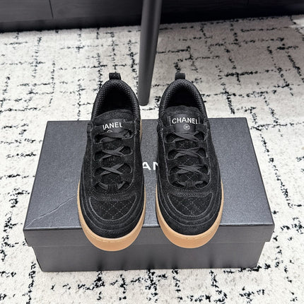 CHANEL 26S QUILTED SNEAKERS IN BLACK SUEDE