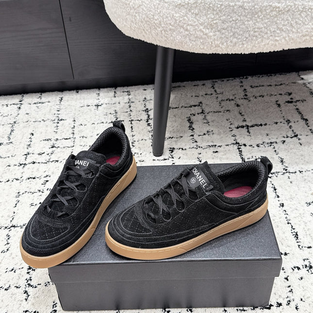 CHANEL 26S QUILTED SNEAKERS IN BLACK SUEDE