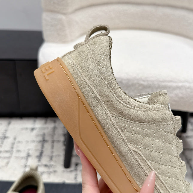 CHANEL 26S QUILTED SNEAKERS IN SAND BEIGE SUEDE
