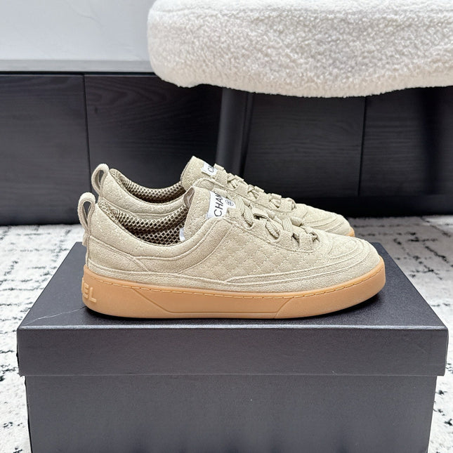 CHANEL 26S QUILTED SNEAKERS IN SAND BEIGE SUEDE