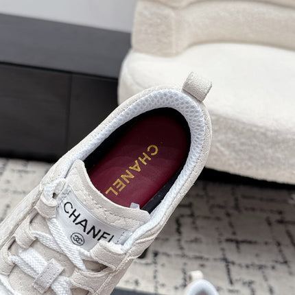 CHANEL 26S QUILTED SNEAKERS IN WHITE SUEDE