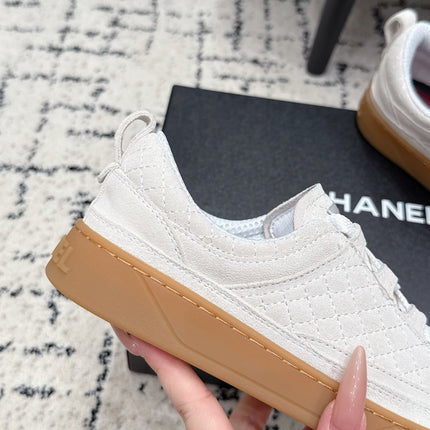 CHANEL 26S QUILTED SNEAKERS IN WHITE SUEDE
