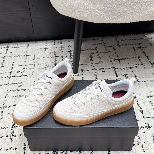CHANEL 26S QUILTED SNEAKERS IN WHITE SUEDE