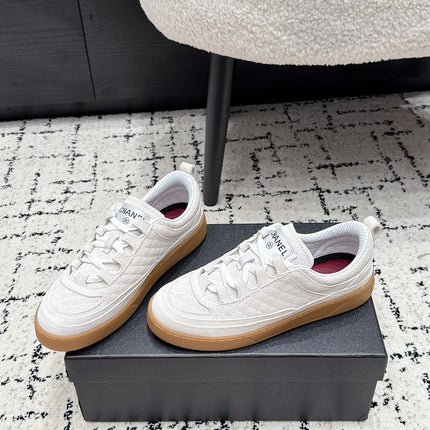 CHANEL 26S QUILTED SNEAKERS IN WHITE SUEDE