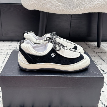 CHANEL 26S LACE-UP SNEAKERS IN WHITE SUEDE AND LAMBSKIN
