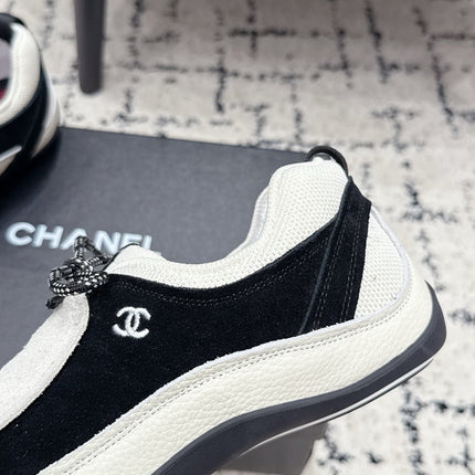 CHANEL 26S LACE-UP SNEAKERS IN WHITE SUEDE AND LAMBSKIN
