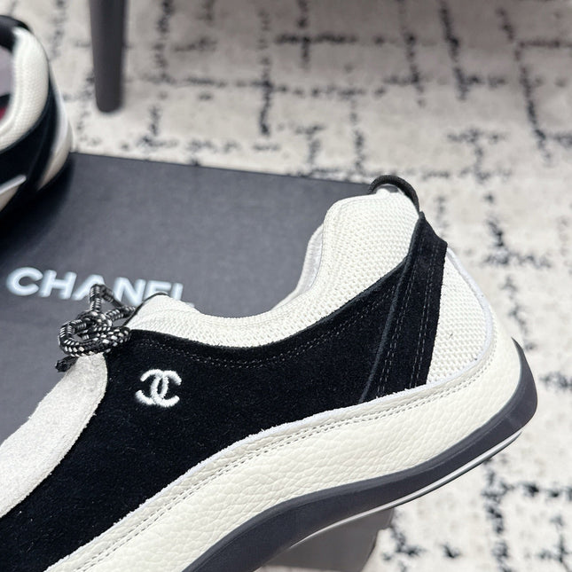 CHANEL 26S LACE-UP SNEAKERS IN WHITE SUEDE AND LAMBSKIN