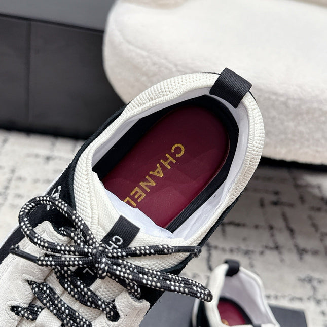CHANEL 26S LACE-UP SNEAKERS IN WHITE SUEDE AND LAMBSKIN