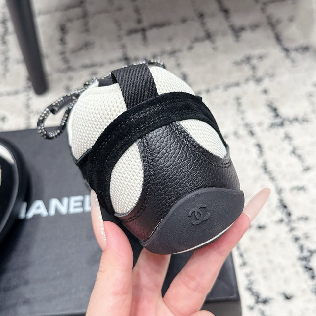 CHANEL 26S LACE-UP SNEAKERS IN WHITE MIX BLACK SUEDE AND LAMBSKIN