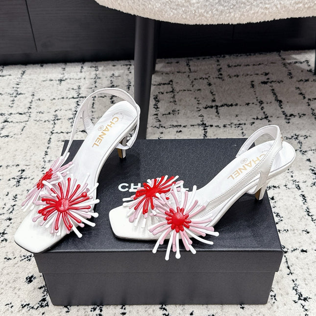 CHANEL 26S SLINGBACK SANDALS 75 MM IN WHITE PATENT CALFSKIN